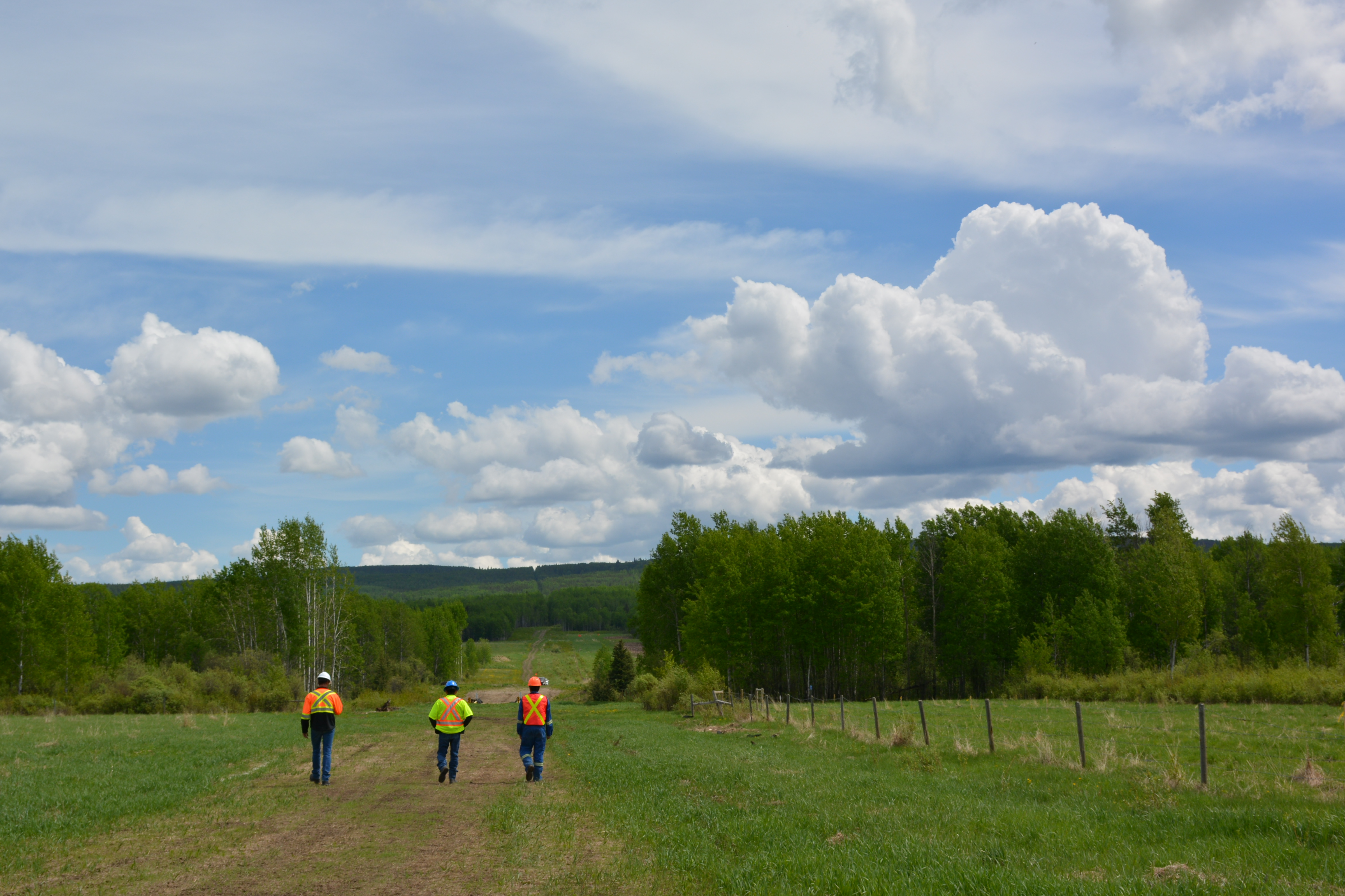 Operators walking Pembina's pipeline right-of-way in Northeast BC Operators walking Pembina's pipeline right-of-way in Northeast BC